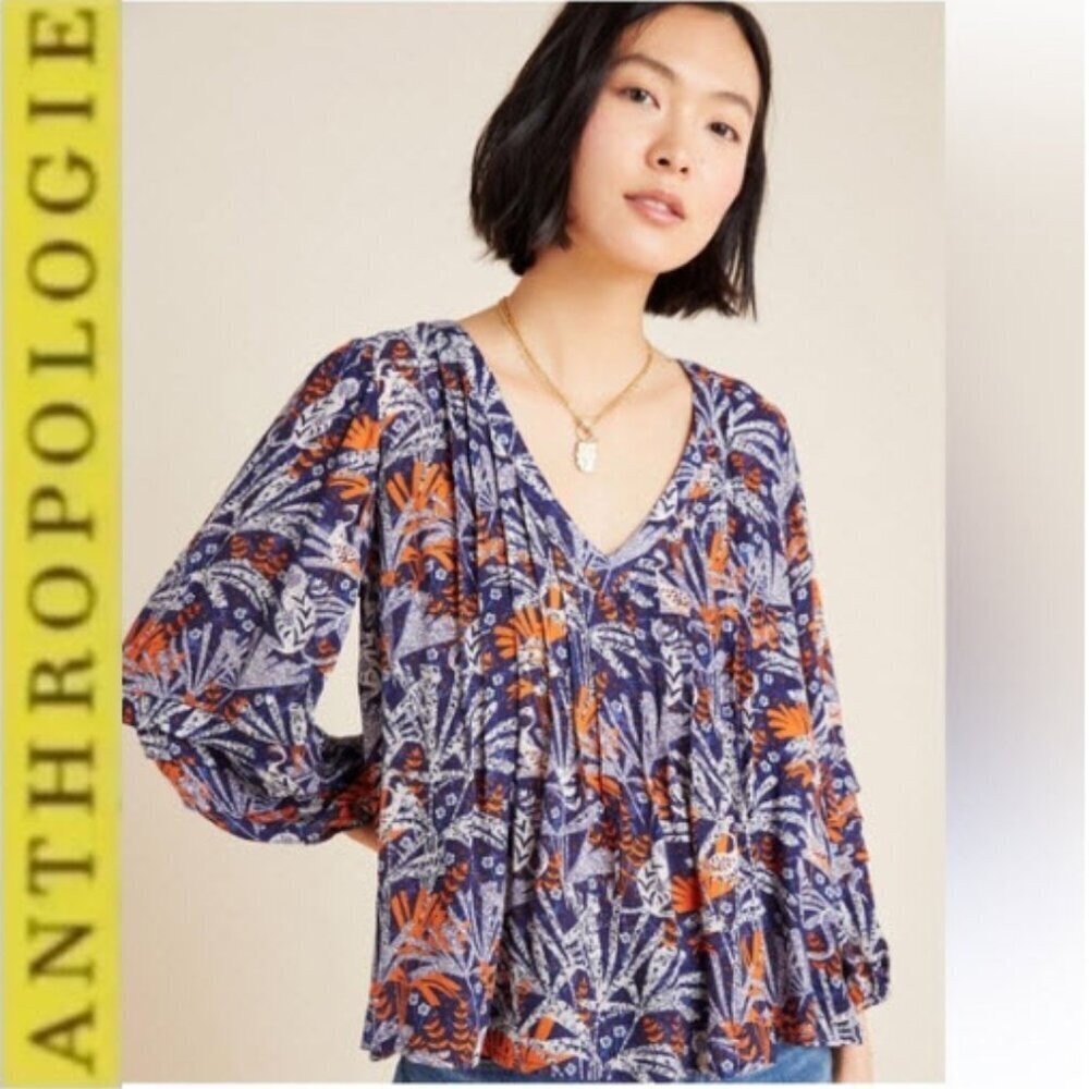 Anthropologie Cathy Pleated Blouse